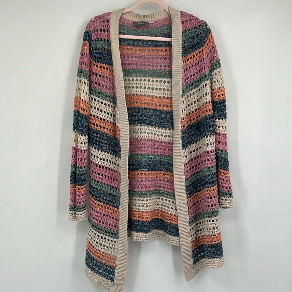 Natural Reflections Knit long colorful cardigan XL